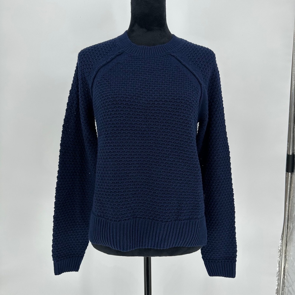 NEW Gap Navy Blue Textured Reverse Stockinette Knit Sweater Long Sleeve Small - Picture 1 of 10